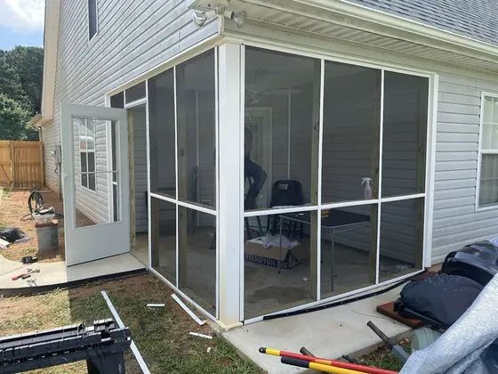 Inside a finished screened porch
