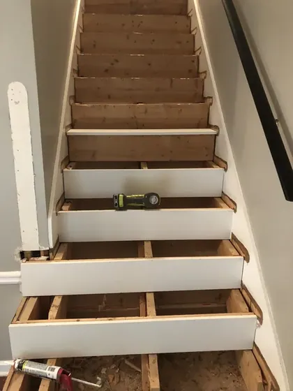 Stair stringers framed for a new set of steps