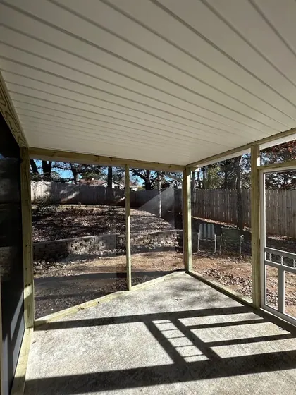 Porch framing before the roof goes on