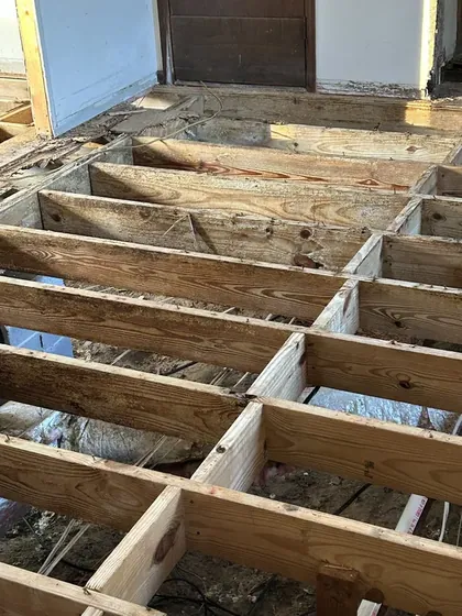 Deck joists laid out before decking goes down