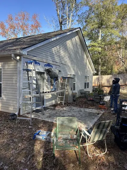 Screened porch part way through the build