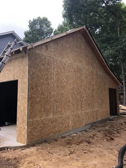 New outbuilding sheathed and ready for siding