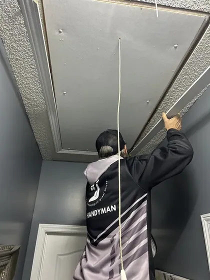 Interior work in progress on a wall